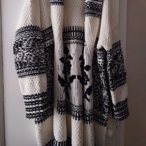 Lucky brand cardigan sweater Women's M black white - Picture 4 of 9